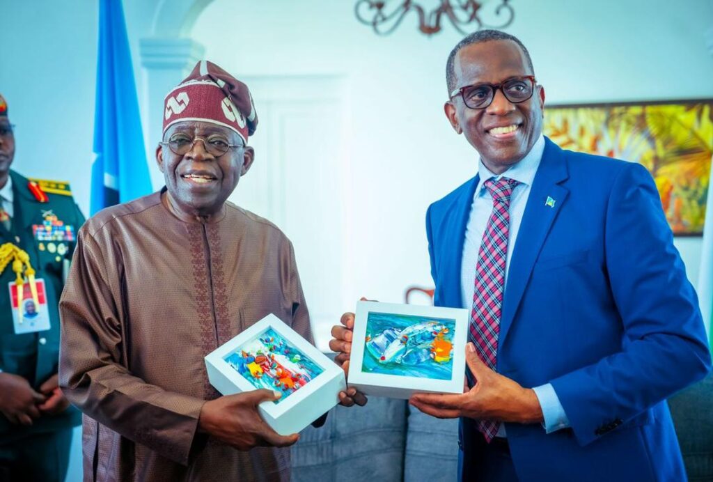President Bola Tinubu and Prime Minister Philip J. Pierre, at the official residence of the Prime Minister during a courtesy visit by the President on the second day of his State Visit to Saint Lucia. Sunday, June 29, 2025