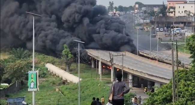Two Casualties As Diesel Tanker Fire Erupts Under Otedola Bridge