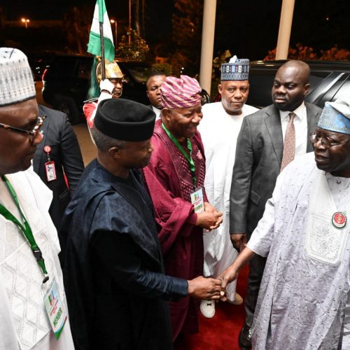 Tinubu Attends APC National Caucus Meeting in Abuja